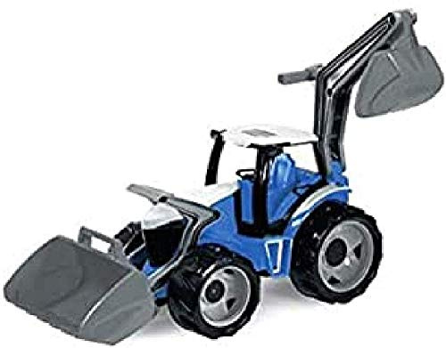 Lena 02081 - Riesen Traktor mit Frontlader und Baggerarm, Blau/Weiß