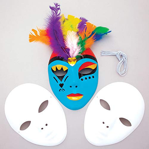 Baker Ross E1144 Ross Masken aus Plastik zum Basteln und Bemalen für Kinder ideal zum Kindergeburtstag und Karneval - 6 Stück, 20 x 15 cm, Weiß
