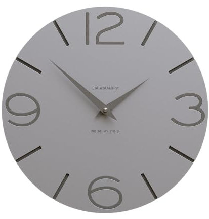 CalleaDesign Orologio da Parete Smile – Handmade in Italy, Design Silenzioso Moderno, 30 cm, Elegante da Arredo – Colore Alluminio e Grigio quarzo