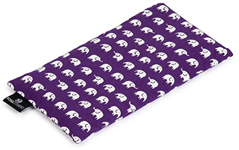 Yoga Studio organisches Augenkissen, 23 x 12/13 cm, Bio-Lavendel- und Leinsamenduft, Yogakissen für müde Augen und Kopfschmerzen, ., Elefant lila