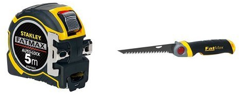 Stanley XTHT0-33671 - Flexómetro AutoLock 5m x 32mm com gancho XL + gancho magnético + FMHT0-20559 - Serrucho FatMax plegable para placa de yeso
