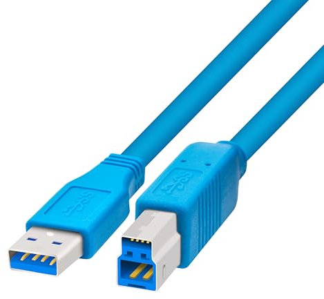 BIGtec 3m Druckerkabel USB Kabel Super Speed USB-3.0 A/B Datenkabel A-Stecker zu B-Stecker 5Gbit/s Datenkabel für Drucker Scanner Festplattengehäuse blau