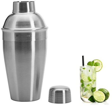 Westmark Shaker per cocktail con colino integrato e tappo, capacità: 0,5 l, acciaio inox, argento/spazzolato, 62812260