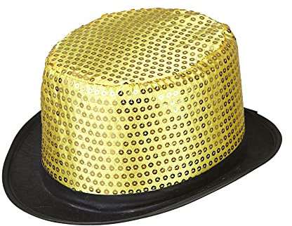 W WIDMANN MILANO Party Fashion 0439X - Zylinderhut mit Pailletten, gold, One Size, für Erwachsene, Silvester, Mottoparty