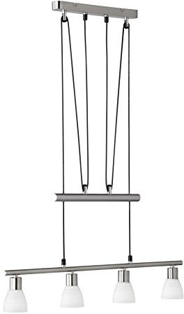 Trio Leuchten LED-Pendelleuchte Carico, nickel matt / chrom, Glas weiß gewischt 371510407
