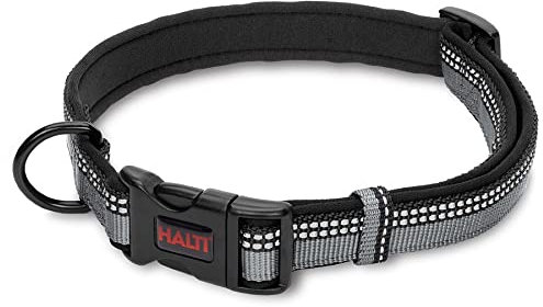 HALTI Collar, Size X-Small, Black, Best Comfy Dog Collar, Premium Puppy Collar, Nylon, Neoprene-Padded, Reflective, Easy to Fit & Use, For Small, Medium & Large Dogs