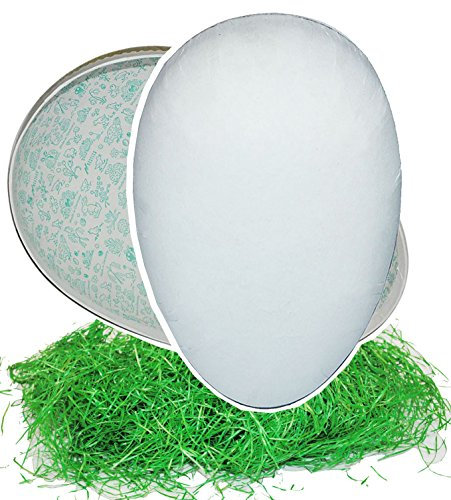 3 STK. Set: Ostergras + Füll - Pappei 12 cm WEIß zum Bemalen Bekleben und Basteln - Rohling - Osterei/Ei zum befüllen - Bastelei Deko Pappe Papp Pappeier De.