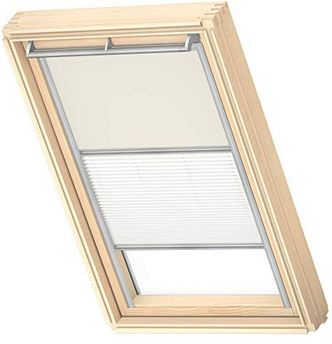 VELUX Original Dachfenster Duo Verdunkelungsrollo für U08, Hellbeige, mit Grauer Führungsschiene