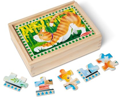Melissa & Doug 3790 Pets 4-in-1 Wooden Jigsaw Puzzles in a Storage Box (48 pcs)