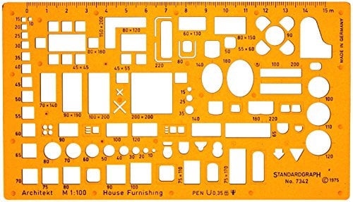 1:100 Architekt Schablone Zeichenschablone Möblierung - Innenarchitektur Technisches Zeichnen
