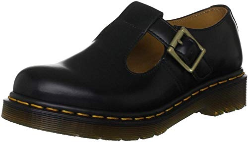 Dr. Martens Women's Polley Shoe, Black Smooth, 8 Medium UK (10 US)