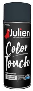 Julien Peinture Aérosol Intérieure et Extérieure Color Touch en Phase Aqueuse - Noir Mat - 400ml