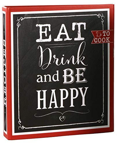 goldbuch 69038 Rezeptebuch Eat, Drink & Be Happy, Rezepte Ordner mit 2-Ring-Mechanik, Erweiterbar, Einband laminierter Kunstdruck, 25 bedruckte Blätter, 21 x 22,5 cm
