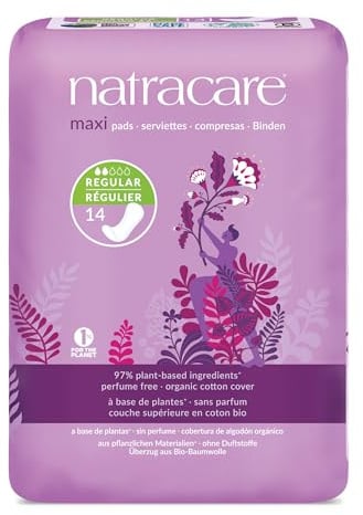 Natracare Maxi Pads Without Wings | Regular Absorbency | Pack of 14 X 12