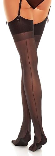 GLAMORY Delight 20 medias de tirantes con costura Negro L