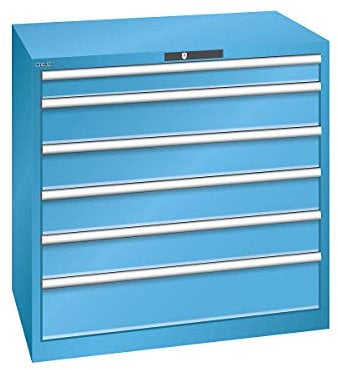 LISTA | Schubladenschrank | Stahlblech | HxB 1000 x 1023 mm | 6 Schubladen | Tragkraft 200 kg | lichtblau