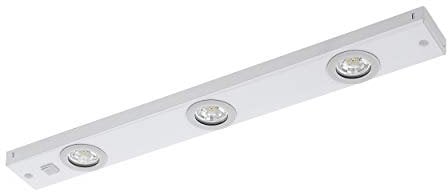 EGLO LED Unterbauleuchte Kob LED, 3 flammige Unterschrankleuchte Küche aus Metall in Weiß, Küchenlampe mit Wippschalter, LED Küchenleuchte warmweiß