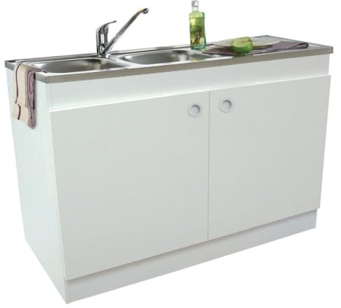 Neova - sous-évier DECLIQ AU Sol. mélaminé Blanc. 2 Portes - DECLIQ Nouvelle POIGNEE ENCASTREE Réf S13N22120