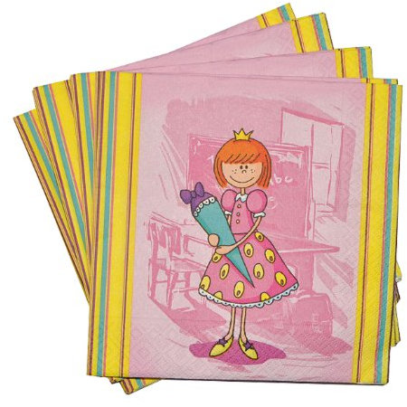 alles-meine.de GmbH 20 STK. Servietten - Mädchen Schulanfang Party Schuleinführung Schule Kinderparty rosa Schultüte Zuckertüte