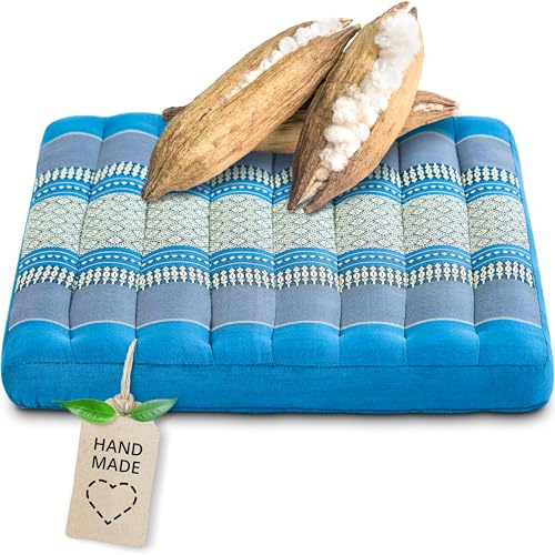 livasia Sitzkissen Stuhlauflage groß - 50x50x6cm - Bodenkissen Indoor/Outdoor, Meditationskissen Yogakissen, Stuhlauflage für Palettenmöbel, Steppkissen für Stuhl und Bank (Hellblau)