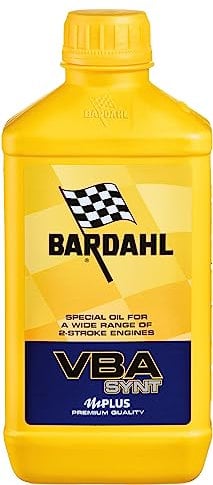 Bardahl - Olio Miscela VBA SYNT, 100% Sintetico, Olio Moto, Scooter, Attrezzi da Giardino con Motore a 2 Tempi, 1 Litro