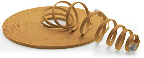 1aTTack.de 25m - Câble patch réseau plat CAT6 (marron clair - 1 pièce) Câble plat Gigabit LAN 1000 Mbit/s Câble d'installation CAT.6 Slim Micro