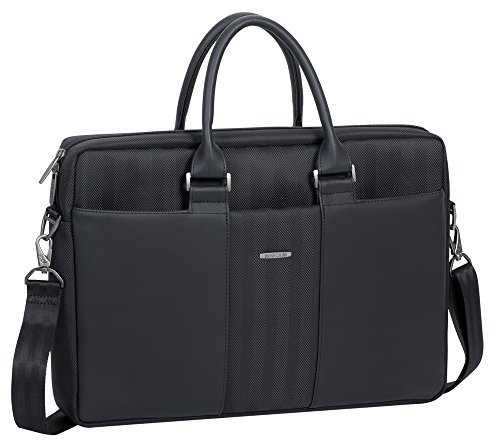 Rivacase 8135 Shoulder Bag, Laptop Bag with Metal Hardware, PU Leather Protective Briefcase, Multi Compartment Handbag for 15 inch Notebook Tablet Cell Phone or MacBook