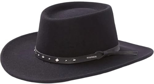 Stetson Men's Hawk Crushable Wool Gambler Hat Black Large