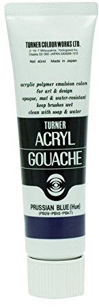 Turner Colour Works Acryl Gouache Artist Acrylic Paint - Single 40 ml Tube - Prussian Blue Hue