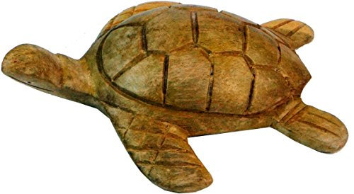GURU SHOP Geschnitzte Deko Schildkröte, PanggalBuaya,CrocodilWood, Größe: 4x14x12 cm, Tierfiguren