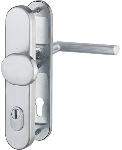 HOPPE Haustür Eingangstür Wechselgarnitur STOCKHOLM - Ö-Norm Entfernung 88mm, Edelstahl matt, Langschild Profilzylinder für Türstärke 62-72mm, mit Kernziehschutz, Prüfung: RC3 nach EN 1906, 1 Stück Sicherheitsbeschlag