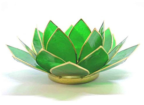 Superbe Grand Vert 4ème Chakra Fleur de Lotus Bougie chauffe-plat