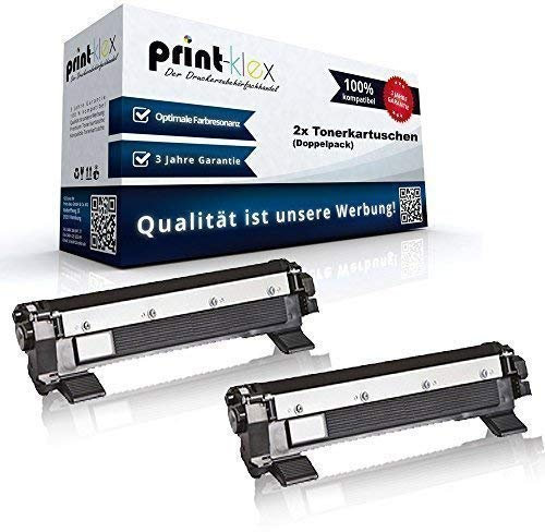 2X Print-Klex XXL Tonerkartuschen kompatibel für Brother DCP1610W DCP1612W DCP1616NW Black Schwarz TN1050 TN-1050 Doppelpack - Premium Plus Serie