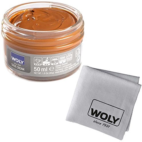 WOLY Shoe, boot polish leather high shine cream + cloth variation - Light Brown