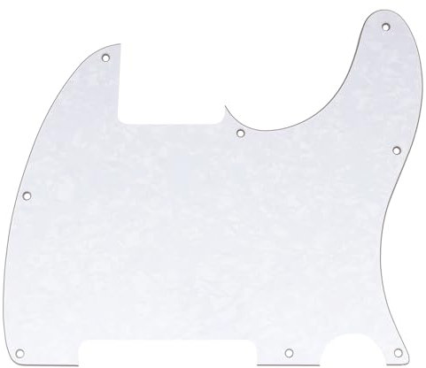 Musiclily 8 Löcher Schlagbrett Pickguard für Fender USA/Mexican Telecaster Esquire E-Gitarre,4 lagig White Pearl