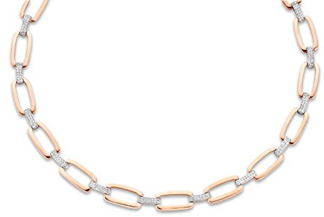 Orphelia Damen-Collier Fantasie 925 Silber teilvergoldet Zirkonia transparent Rundschliff 43 cm - ZK-7209