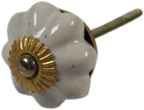 GURU SHOP Möbelknopf Rose aus Keramik, Möbelknauf Möbelgriff, Schranktürknöpfe, Möbelknöpfe, Schubladengriff - Modell 1, 4x4x4 cm