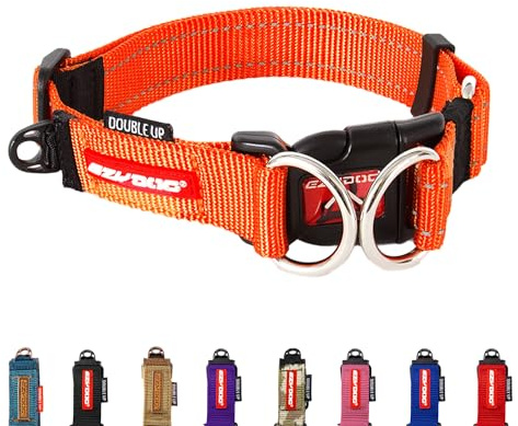 EZYDOG Double Up Dog Collar | Dog Collar Small, Medium, Large Dogs, Reflective Dog Collar, Supreme Comfort, Soft Neoprene Material, Strong Nylon Webbing (X-Large, Orange)