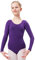 tanzmuster ® Ballettanzug Mädchen Langarm - Lilly - aus Baumwolle, Ballettbody Kinder Ballett Trikot in lila, Größe 128/134