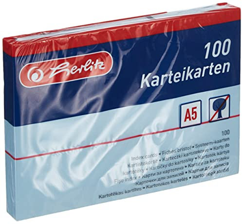 herlitz Karteikarte A5, blanko, blau, 100 Stück