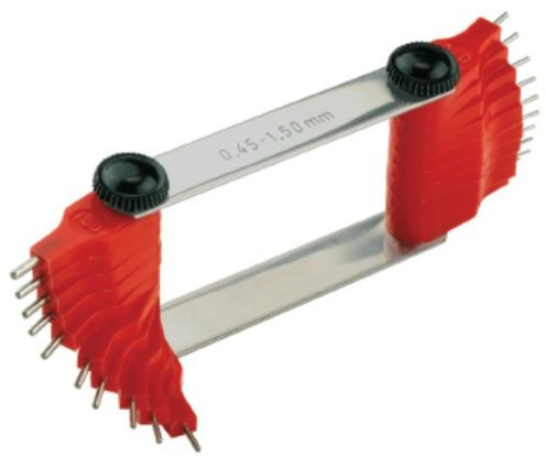 Düsenlehre 0,45–1,5 mm 20 Stifte in Kunststoff