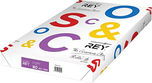 Rey 177109 Copy Paper Ream of 500 Sheets A3 C+ Quality 80 g Pack of 5