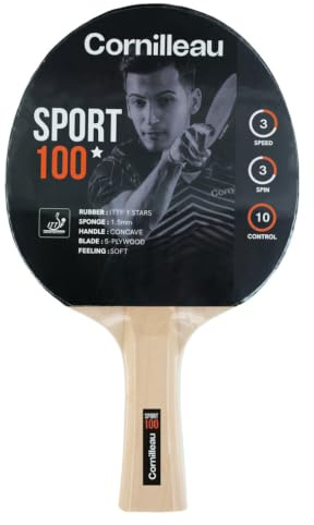 CORNILLEAU Sport 100 Indoor Tischtennisschläger – Idealer Lern-Schläger für Einsteiger, Maximale Ballkontrolle & Präzision, ITTF 1-Stern Belag, 5-lagiges Holzblatt