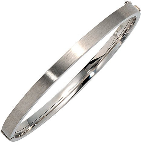 Jobo Damen-Armreif aus 9 Karat 375 Weißgold matt oval 19 cm