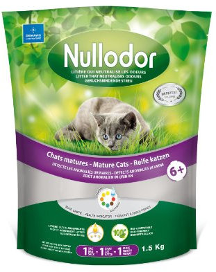Nullodor Litière en Silice avec Indicateur de santé pour Chat Mature 1,5 kg