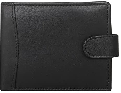 RAS WALLETS Men’s RFID Blocking Genuine Leather Passcase Bifold – Multi Card Holder with Zip Coin Pocket, 2 ID Windows – Premium Leather Wallet 304 (Black)