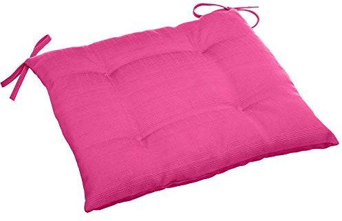 Hespéride Galette de Chaise carrée 4 Points - 40 x 40 x 4 cm - Polyester - Framboise