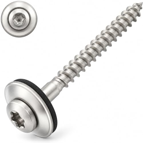 100 Stück Spenglerschrauben mit EPDM Dichtscheibe - 15 mm - Innensechsrund TX - 4,5x50 mm DIN7995 Edelstahl A2 V2A | SC-Normteile®