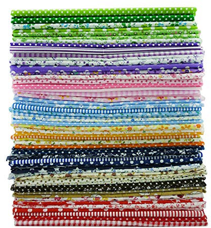 BYY (50 x 50 cm) 56 Stück 8 Farbsystem Patchwork Stoffe 100% Baumwolle Bunte Baumwollstoff Set Stoffpaket DIY Baumwolltuch Stoffreste Paket Stoffpakete