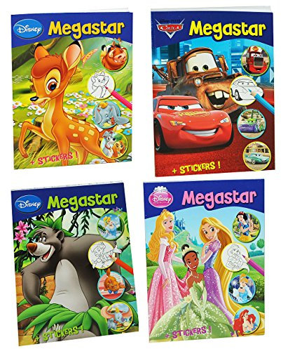 alles-meine.de GmbH 3 Stück: Malheft A4 / Dickes Malbuch mit 25 Sticker - 128 Seiten - für Mädchen - große Malvorlagen - Cars - Princess - Tiere - Bambi - König der Löwen - Micke..